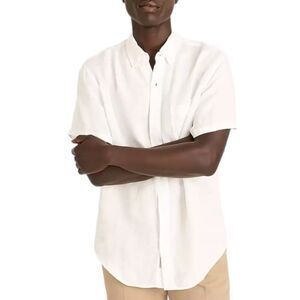 J Crew Shirt Mens XXL White Linen Button Down Preppy Baird McNutt K9270 SS